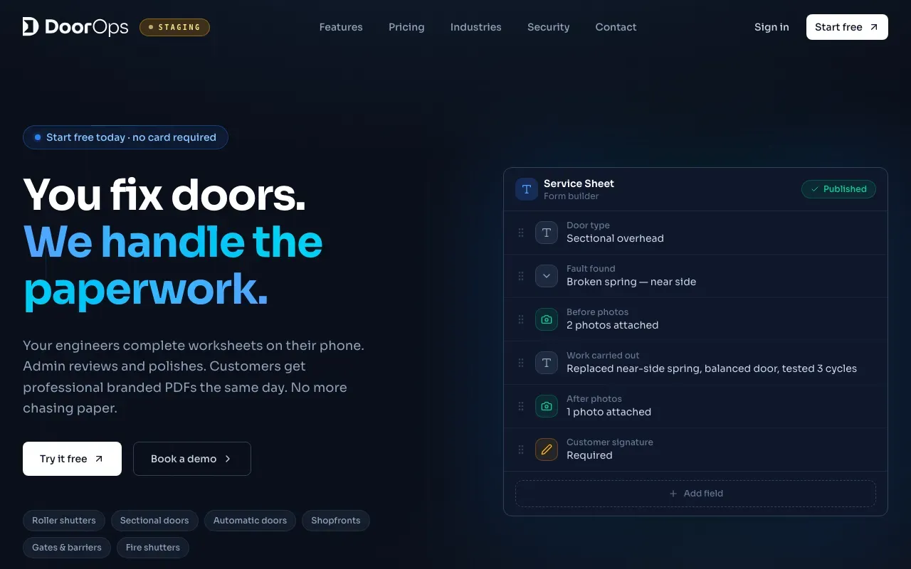 DoorOps website