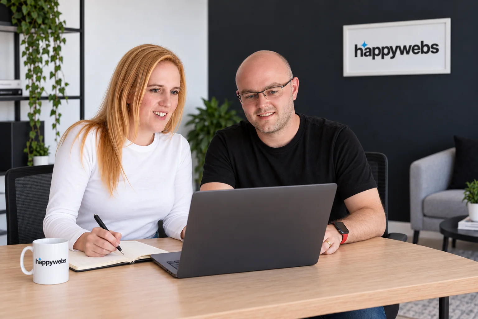 Chris and Kay reviewing a project together