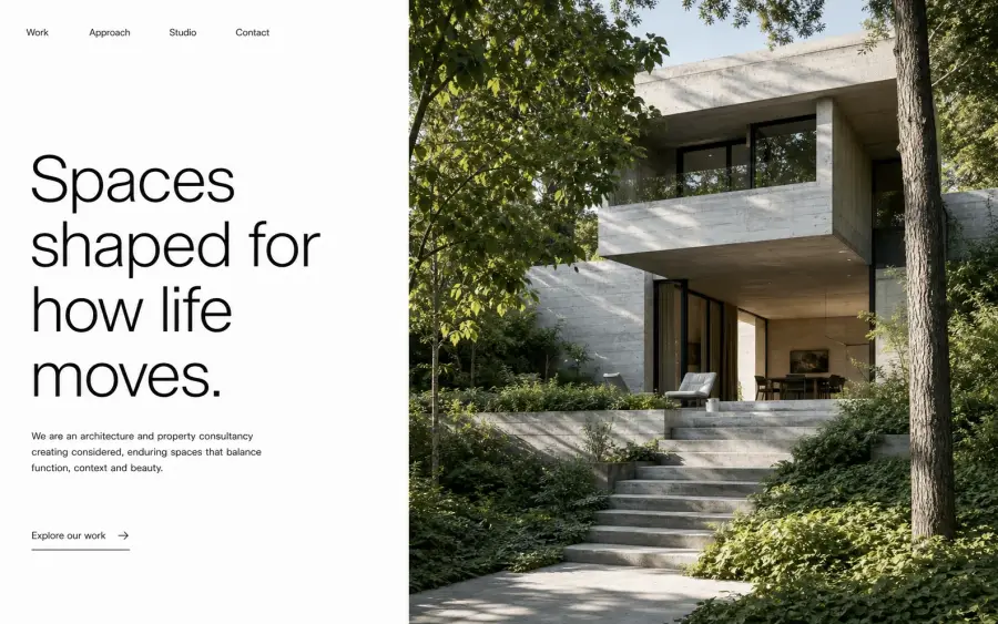 Architecture and property consultancy website concept designed by Happy Webs