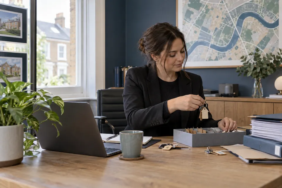 AI-generated illustrative scene for Keystone Vale, a fictional property & estate agents business