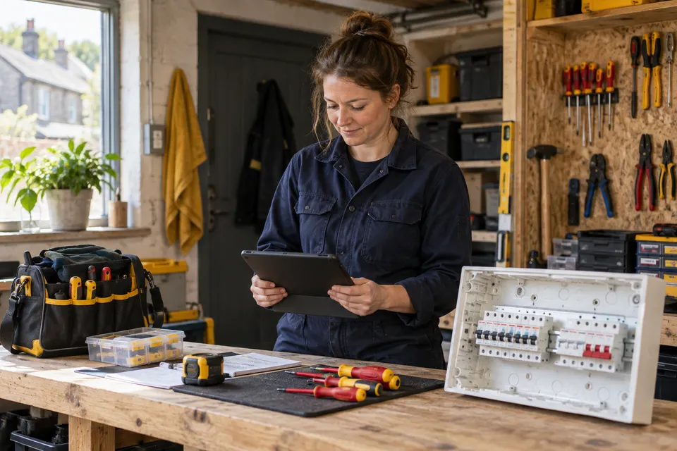 AI-generated illustrative scene for Mosswire, a fictional trades & maintenance business
