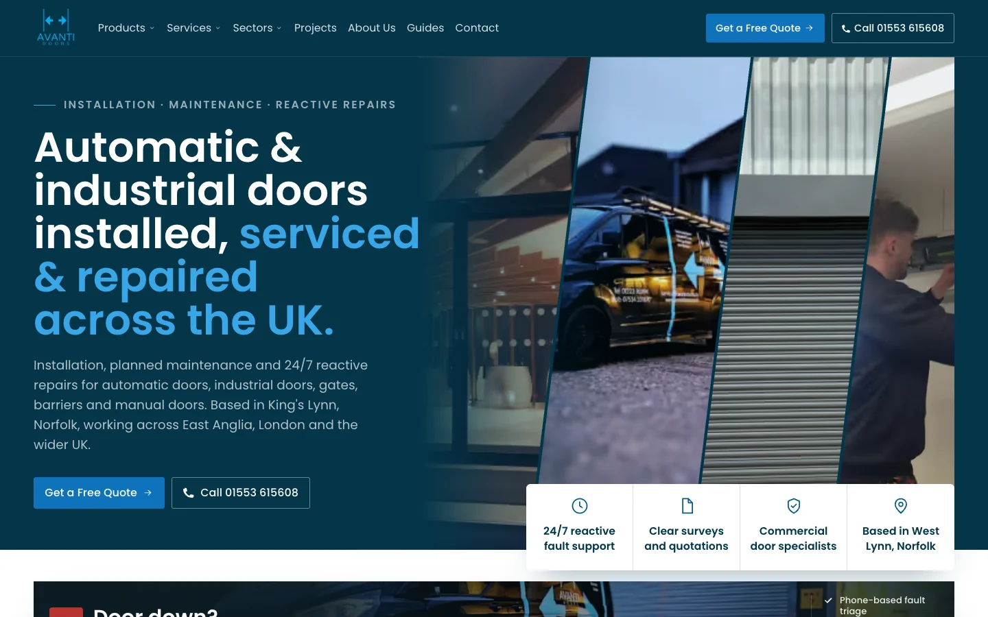 The current Avanti Doors website rebuilt by Happy Webs