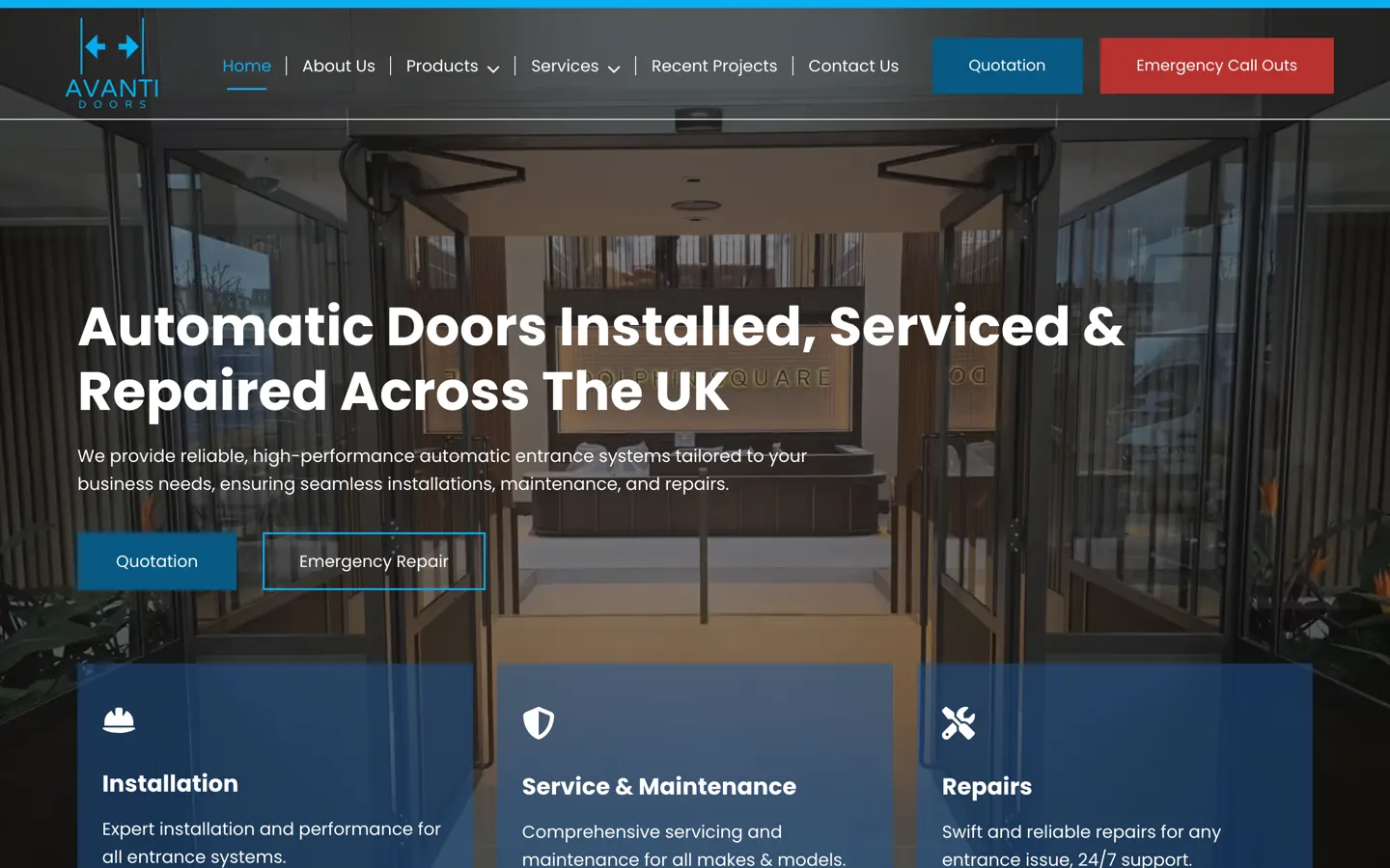 Avanti Doors project delivered by Happy Webs