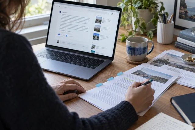Illustrative research comparing an AI answer with its source documents