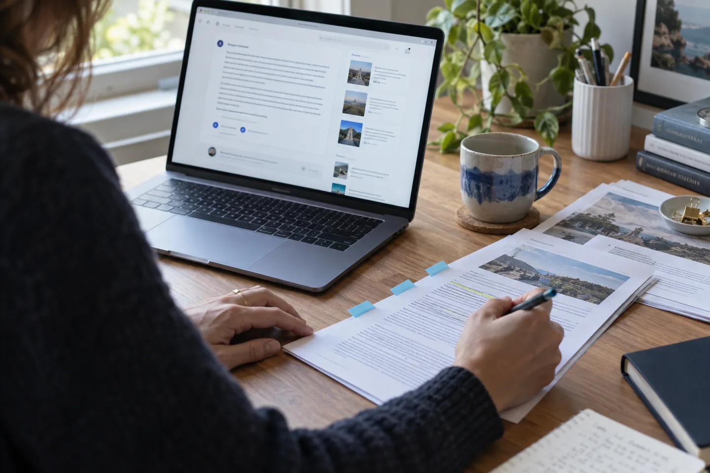 Illustrative research comparing an AI answer with its source documents